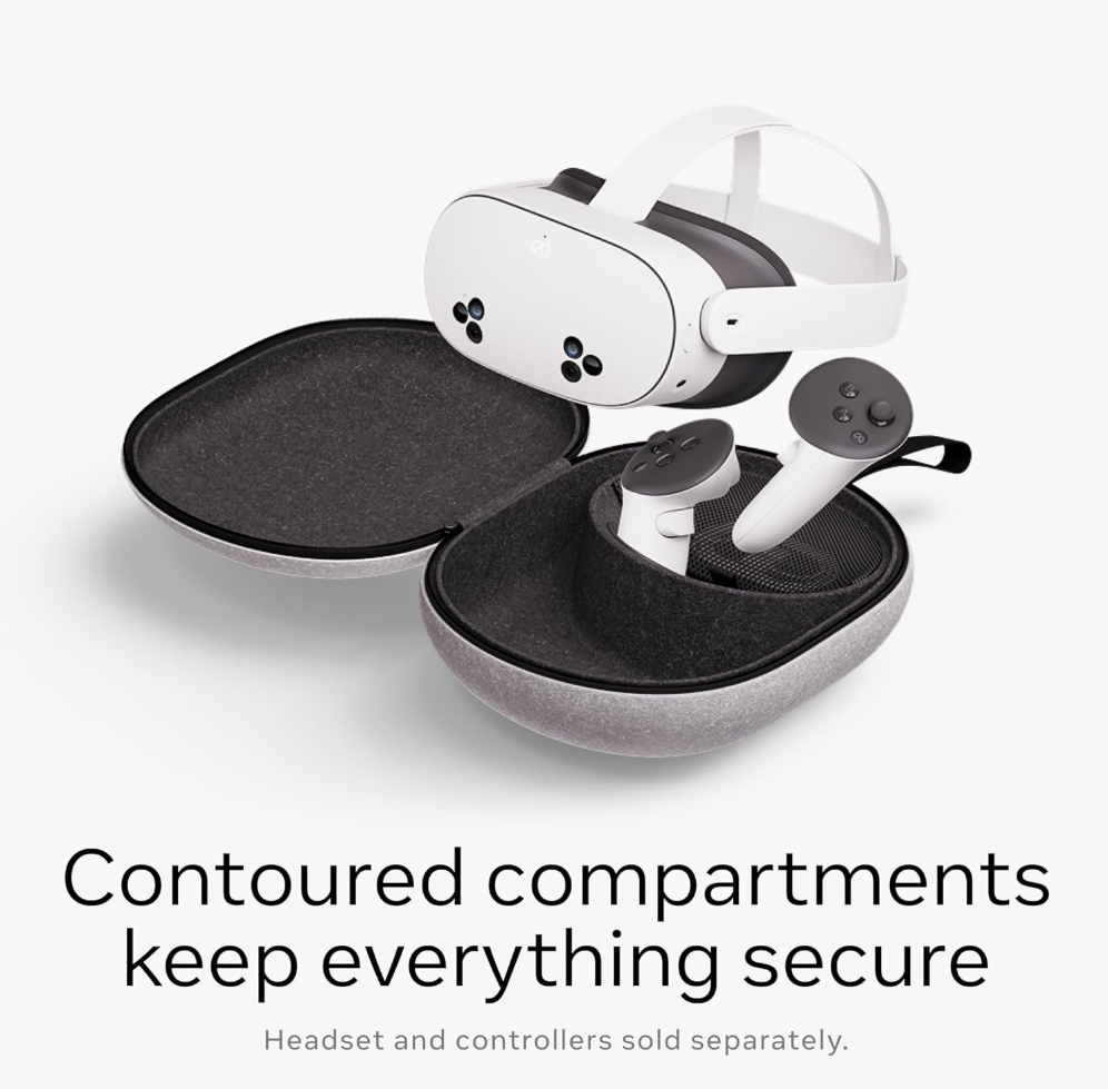 Kuti mbrojtëse Meta Quest Refreshed Compact, për Quest 3 dhe 3S, material felt, gri