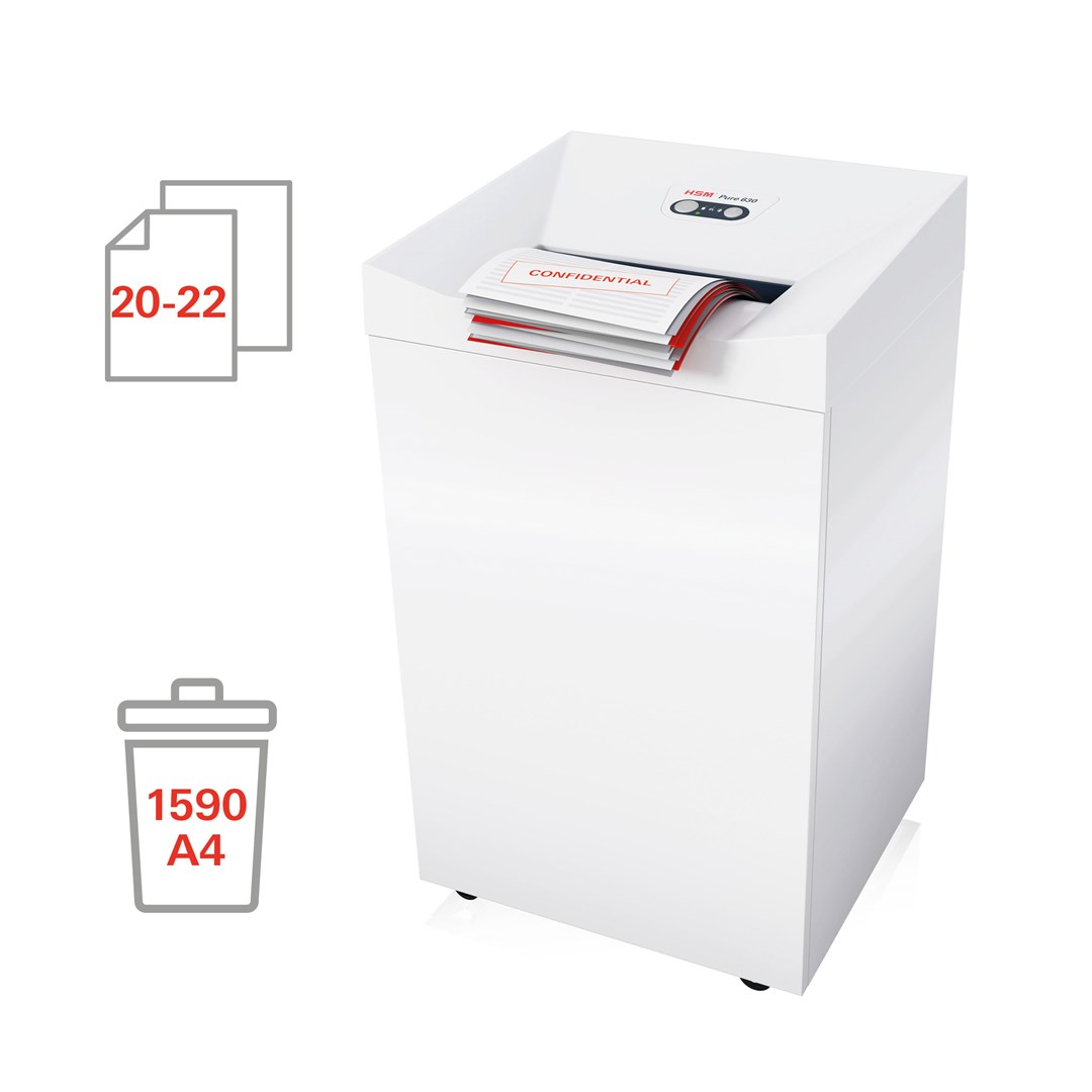 Shredder dokumentesh HSM Pure 420, kosh 130L, niveli sigurie DIN P4, i bardhë