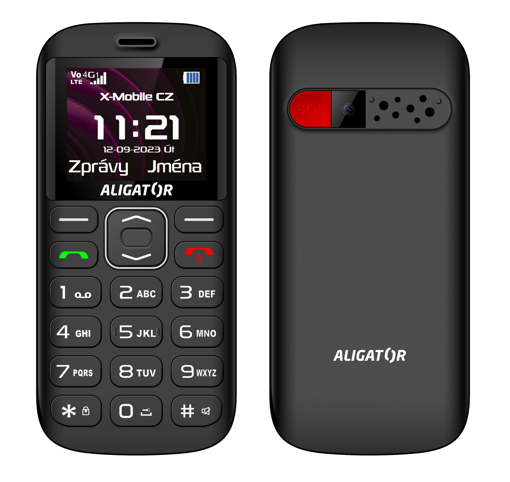 Telefoni Aligator A720, 4G, me bazë karikimi, i zi