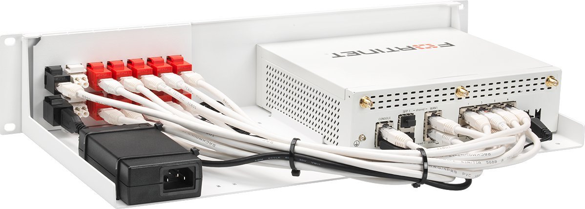 Aksesor rack Rackmount.IT RM-FR-T18, për FortiGate 80F PoE, montim firewall, i zi