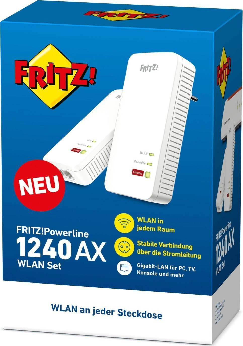 Powerline adapter AVM FRITZ!Powerline 1240 AX, Gigabit, WiFi 6, i bardhë