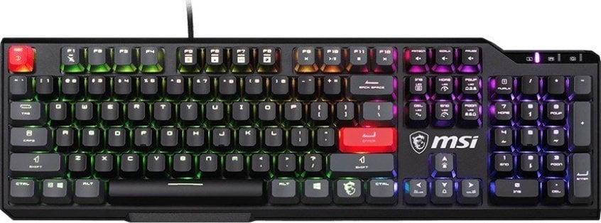 Tastierë MSI Vigor GK41 Dusk Kailh Red, me kabllo, e zezë/kuqe