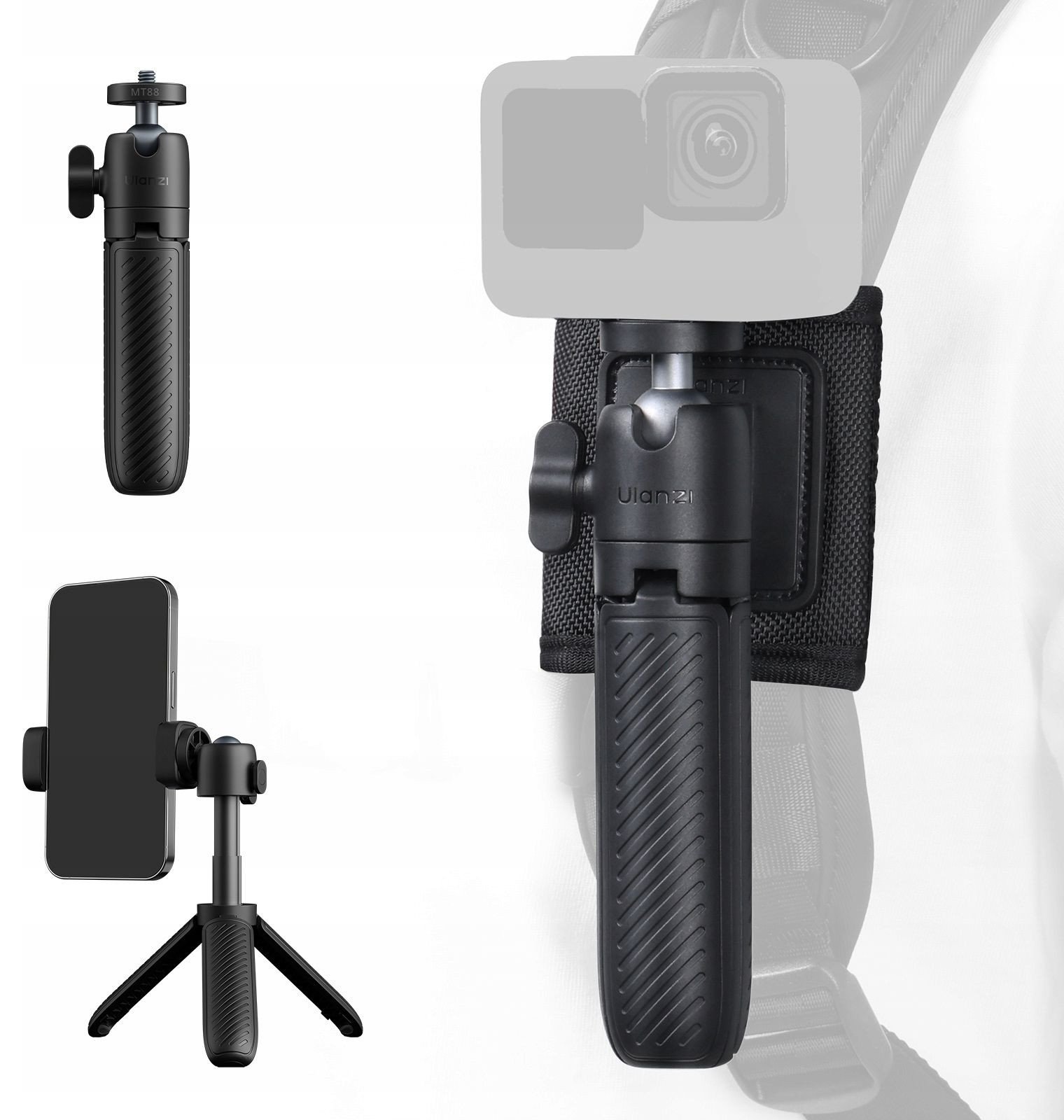 Tripod Ulanzi MT88 ClipMate, për telefon dhe kamerë, i zi