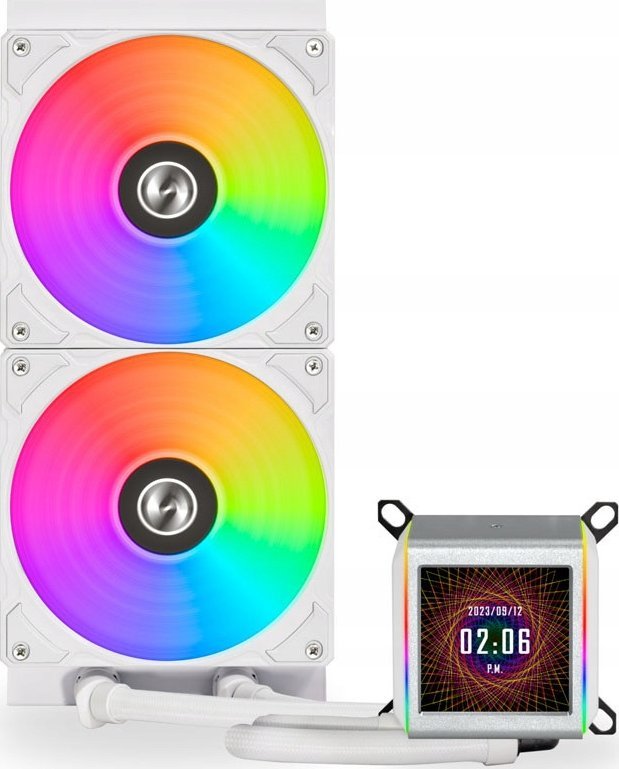 Ftohës uji CPU Lian Li Galahad II LCD Performance AIO, 280mm, ekran LCD, i bardhë