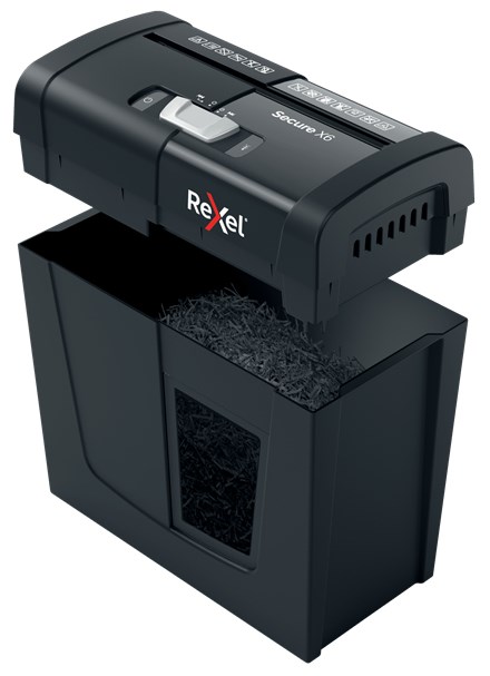 Shredder letrash Rexel Secure X6 P-4, 6 fletë, niveli sigurie P-4, i zi
