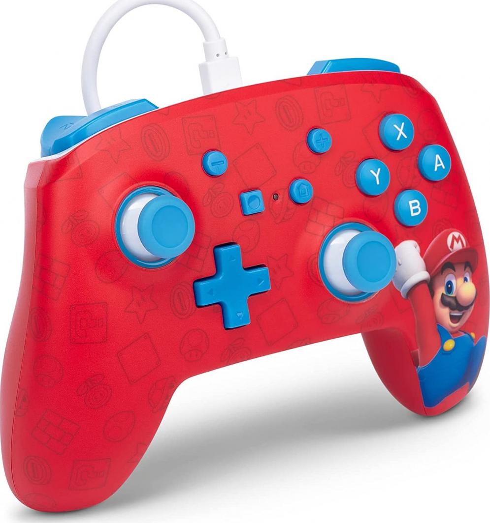 Контролер PowerA Enhanced Woo hoo! Mario, жичен, црвен