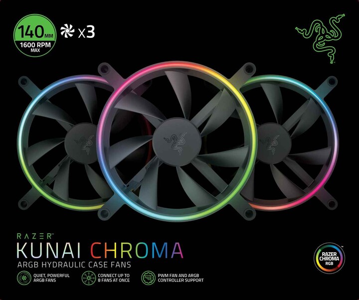 Ventilatorë Razer Kunai 140MM aRGB LED PWM, 3 copë