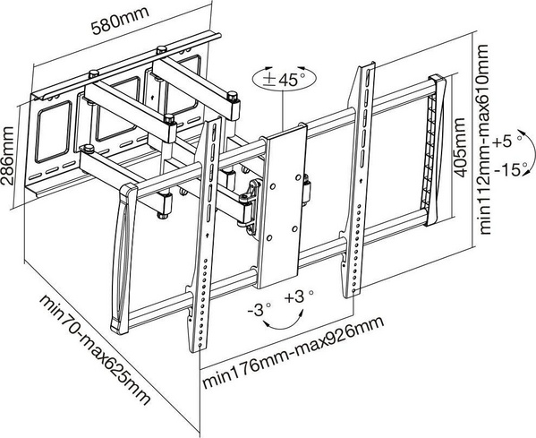 Mbajtëse televizori për mur InLine Wall mount 23111A 60 '' - 100 ''