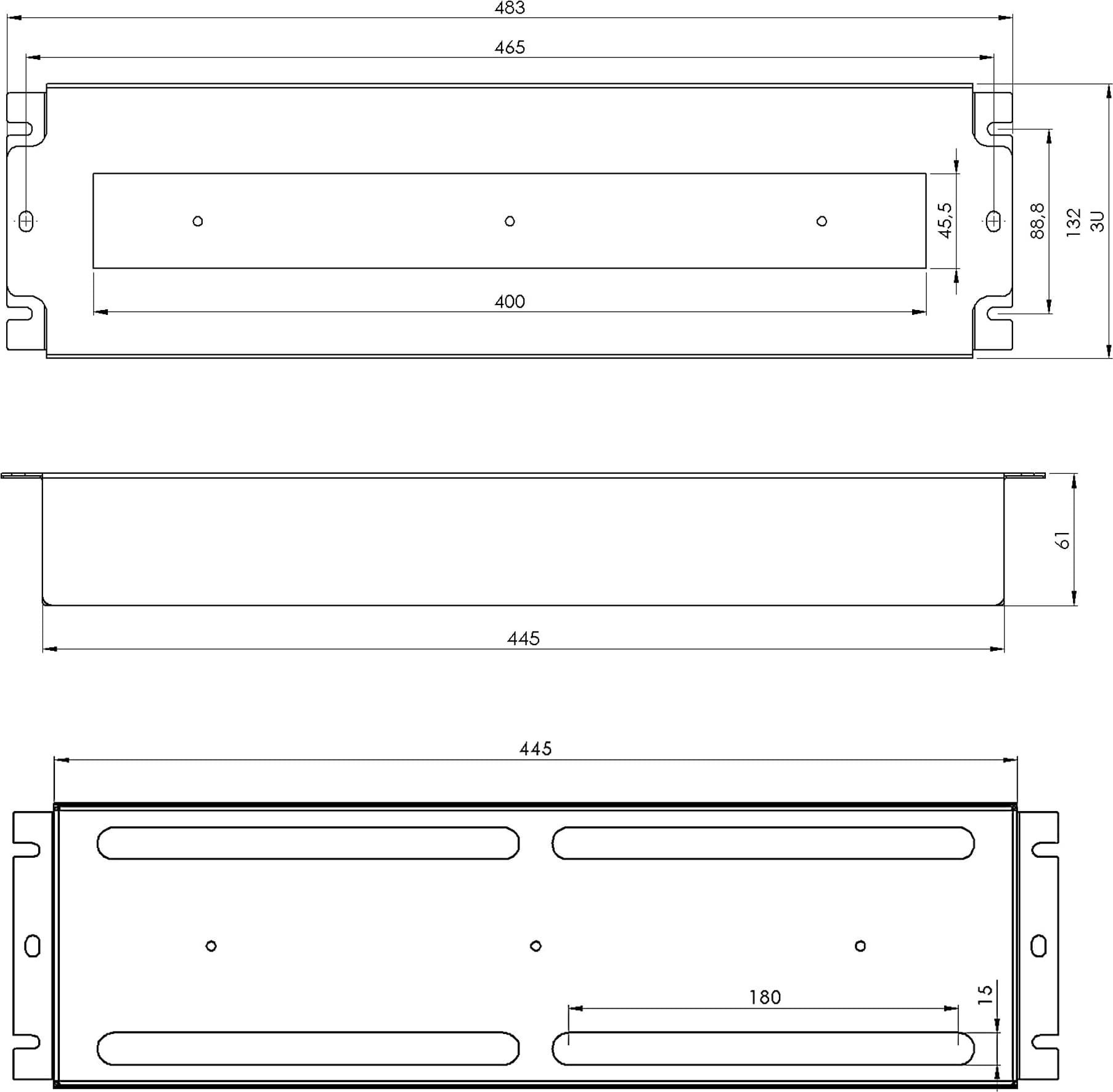 Panel shpërndarës energjie 3U për rack 19"