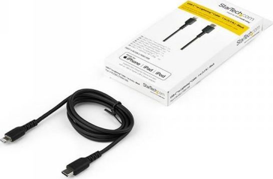 Kabllo StarTech.com USB C në Lightning, 1m, i qëndrueshëm, i zi