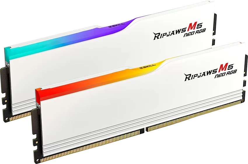 Memorie RAM G.Skill Ripjaws M5 Neo RGB DDR5, 32GB 6000MHz CL36, Dual Channel AMD EXPO, e bardhë RGB