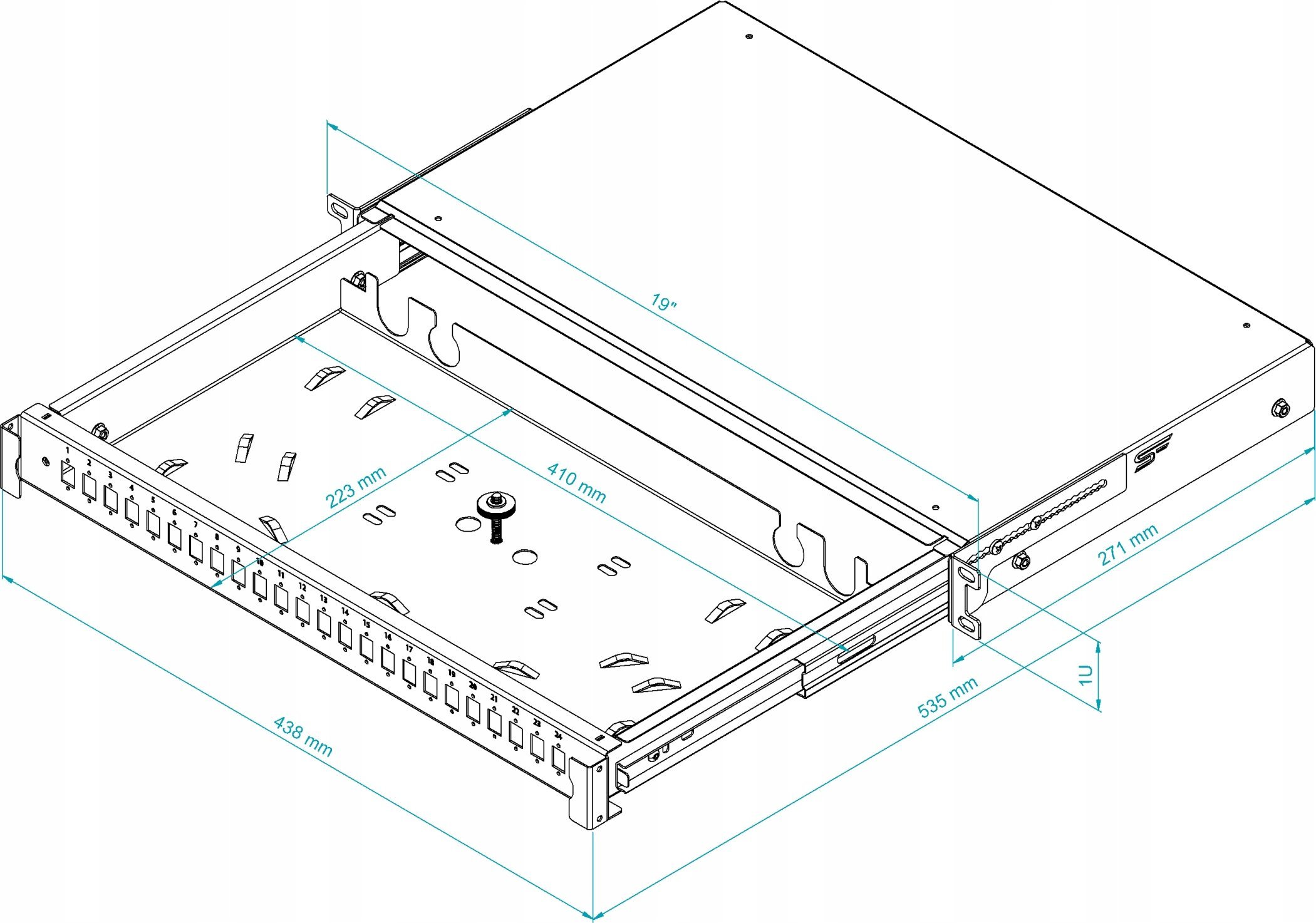Patch panel optik Stalflex TFSP 19" 1U 24 porta SC, i zi