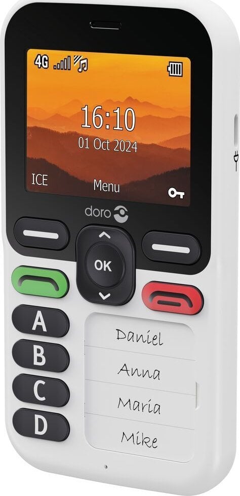 Telefoni Doro Leva X10, 2.4", për të moshuar, i zi e bardhë