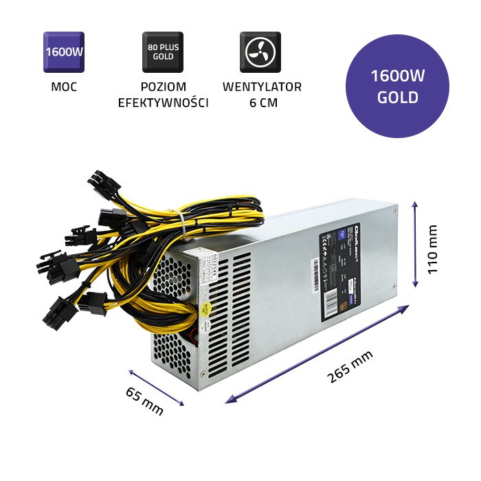 Burim energjie PCI-E Smart, 1600W, 80 Plus Gold, i argjendtë