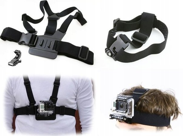 Set aksesorësh XREC për GoPro Hero 12, harness për gjoks, rrip koke, i zi