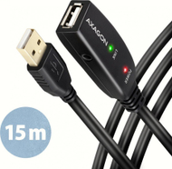 Kabllo zgjatëse USB Axagon ADR-215, USB A në USB A, 15 m, e zezë