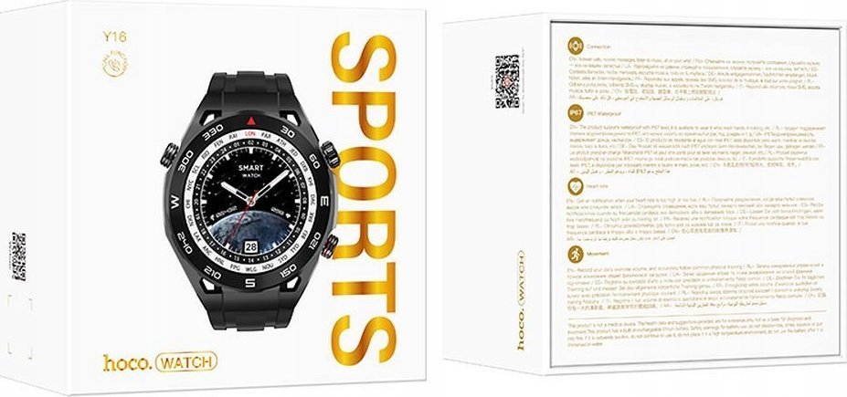 Smartwatch Hoco Y16, 1.39", Bluetooth thirrje, i zi