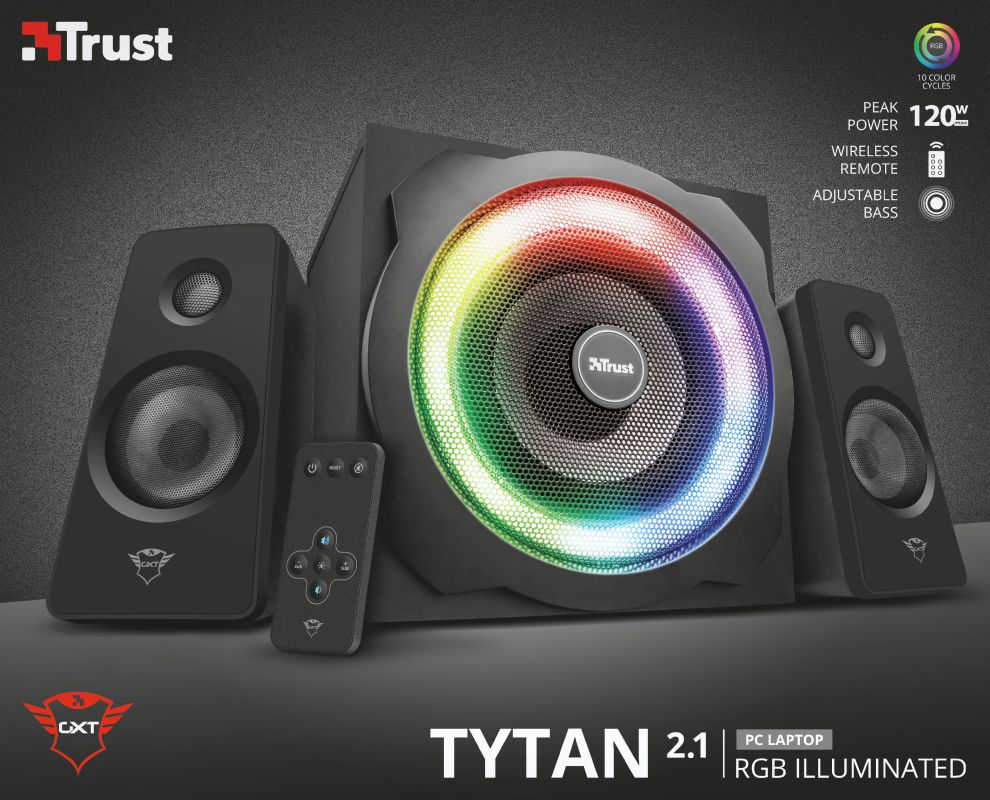 Altoparlantë Trust GXT 629 Tytan, sistem 2.1, RGB, i zi