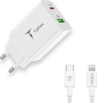 Karikues muror T-Phox Speedy Charger, 1x USB-A, 1x USB-C 20W, i bardhë