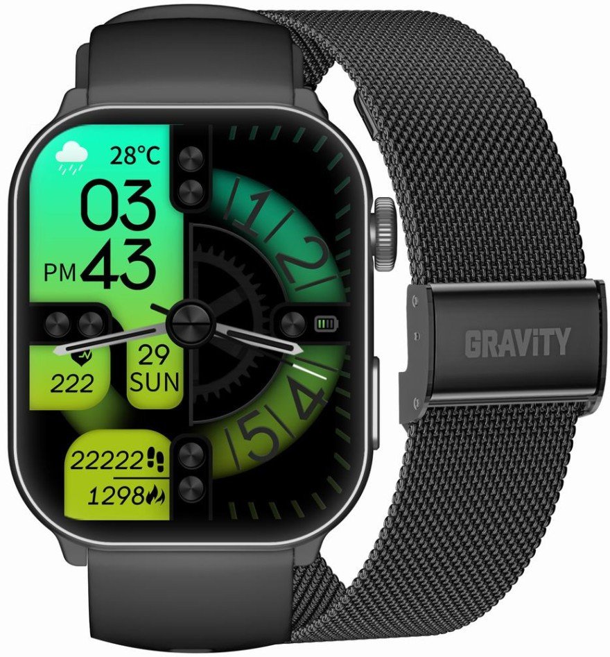 Ora inteligjente Gravity GT28-1, ekran 1.3", Bluetooth, rrip gome i zi 22mm