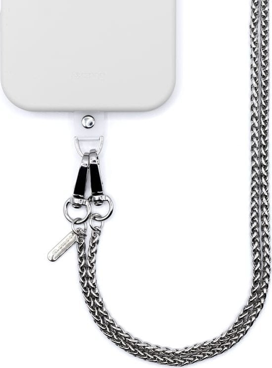 Rrip telefoni Crong Phone Crossbody Silver Link, i rregullueshëm, argjendtë