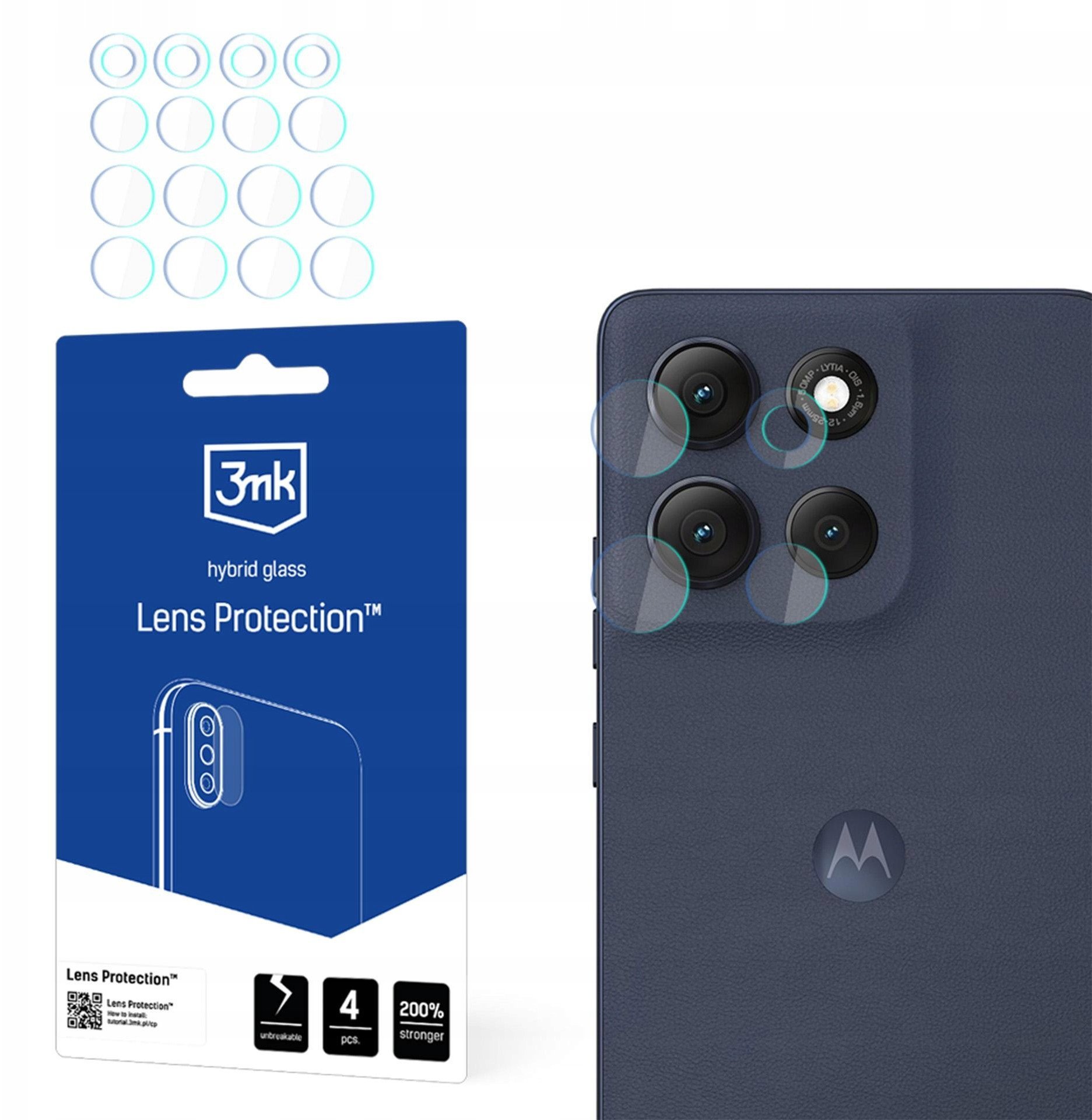 Folie mbrojtëse lente 3MK për Motorola Moto G86 G86 Power, set 4 copë, transparente
