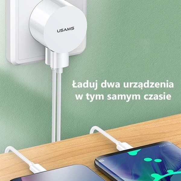 Karikues USAMS T20, USB-A, 2.1 A, i bardhë