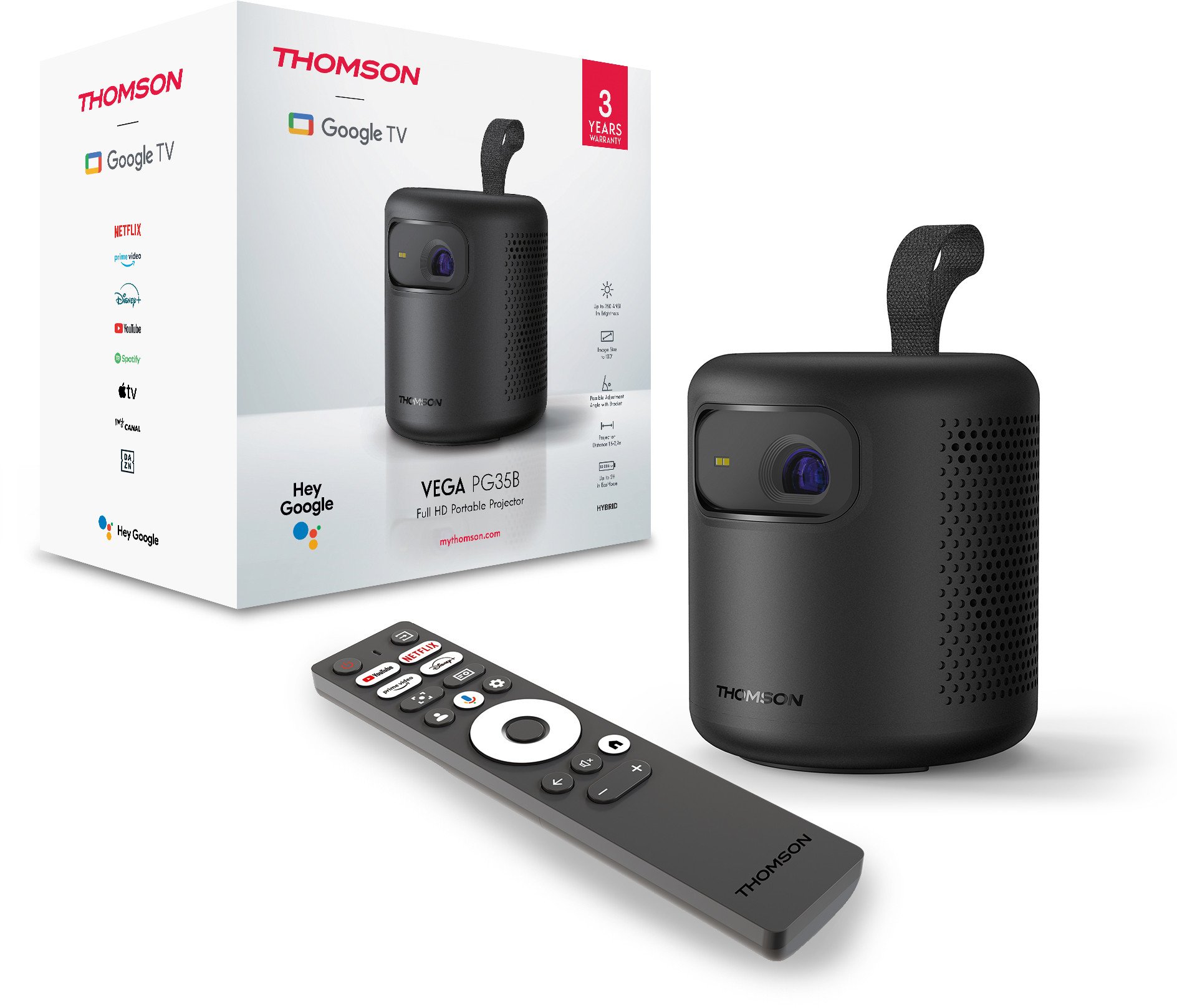 Projektor portativ Thomson Vega, UHD, 600 lm, i zi