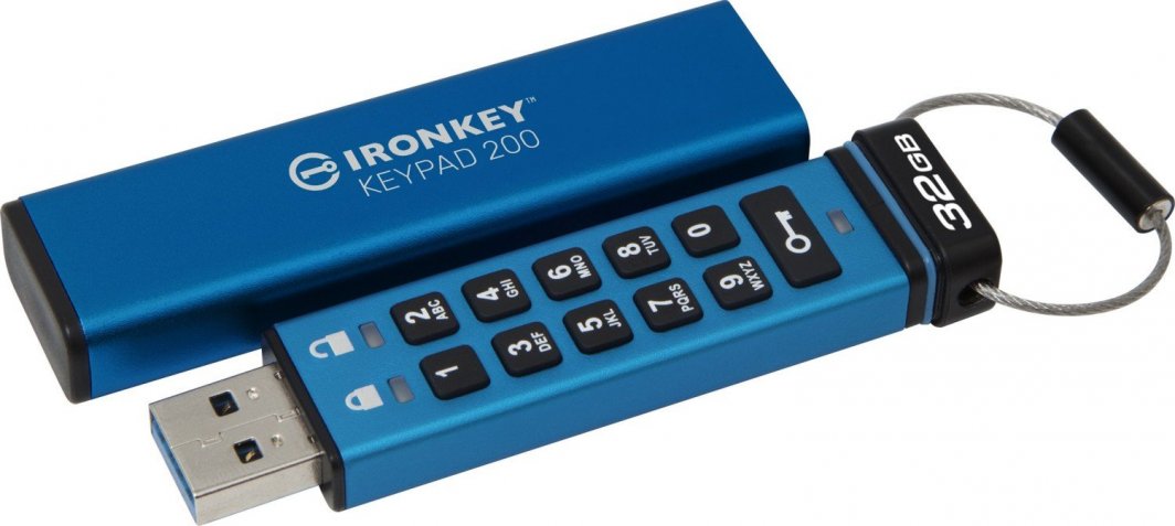 USB Pendrive Kingston IronKey Keypad 200, 32 GB, i kaltër