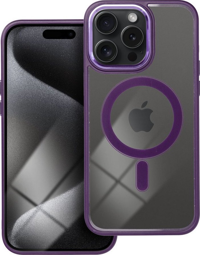 Mbulesë silikoni MagSafe Color Edge për iPhone 15 Pro Max, transparente, skaje vjollcë