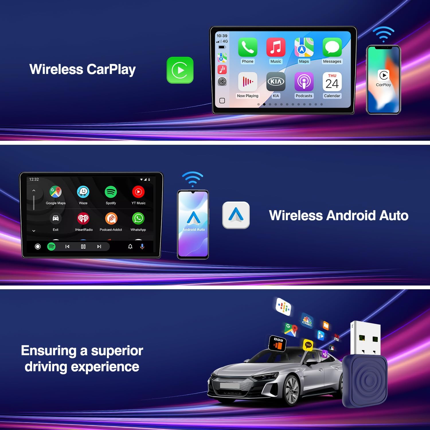 USB multimedia CarlinKit MiNi Ultra CarPlay/Android, wireless