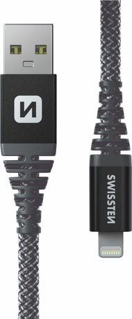 Kabllo USB Lightning Swissten Kevlar, 1.5m, USB 3.2 Gen 1 60W, antracit