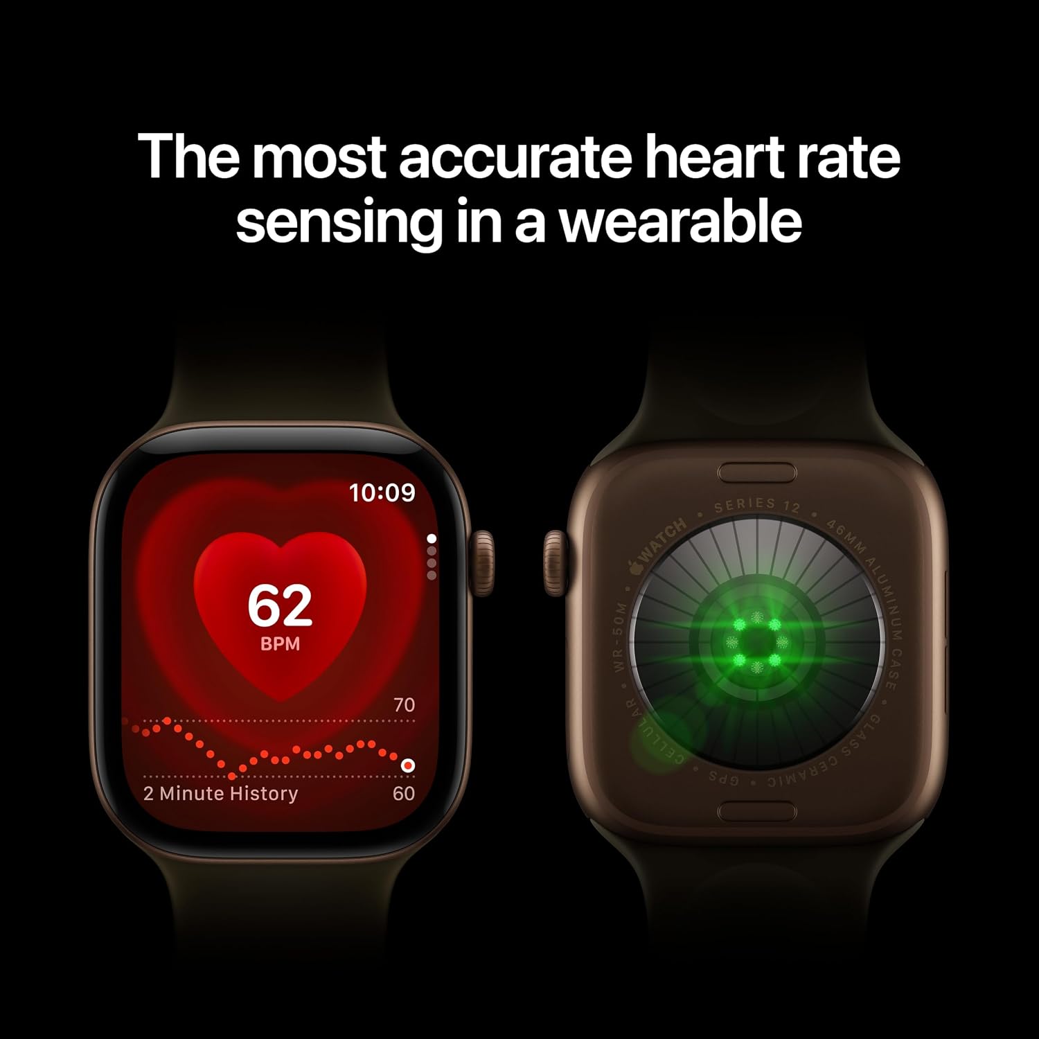 Apple Watch S12 GPS 46mm Black Aluminium Case with Black Sport Band, S/M