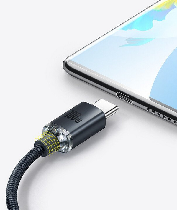 Kabllo karikimi / të dhënash Baseus Crystal Shine Series USB-A - USB-C, 100W, 2m, e zezë