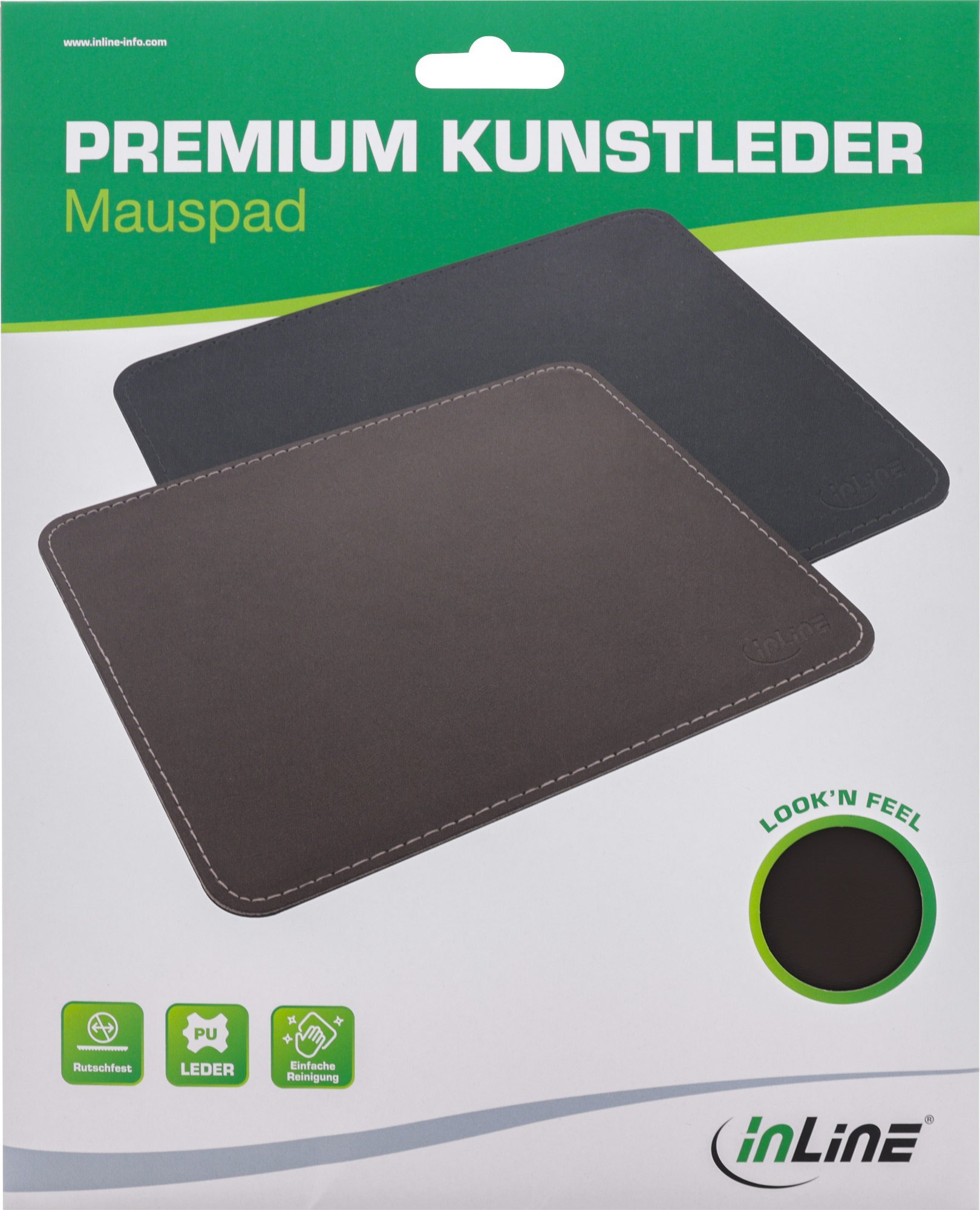 Подлога за глушец InLine Premium, синтетичка кожа, 255x220x3mm, кафена