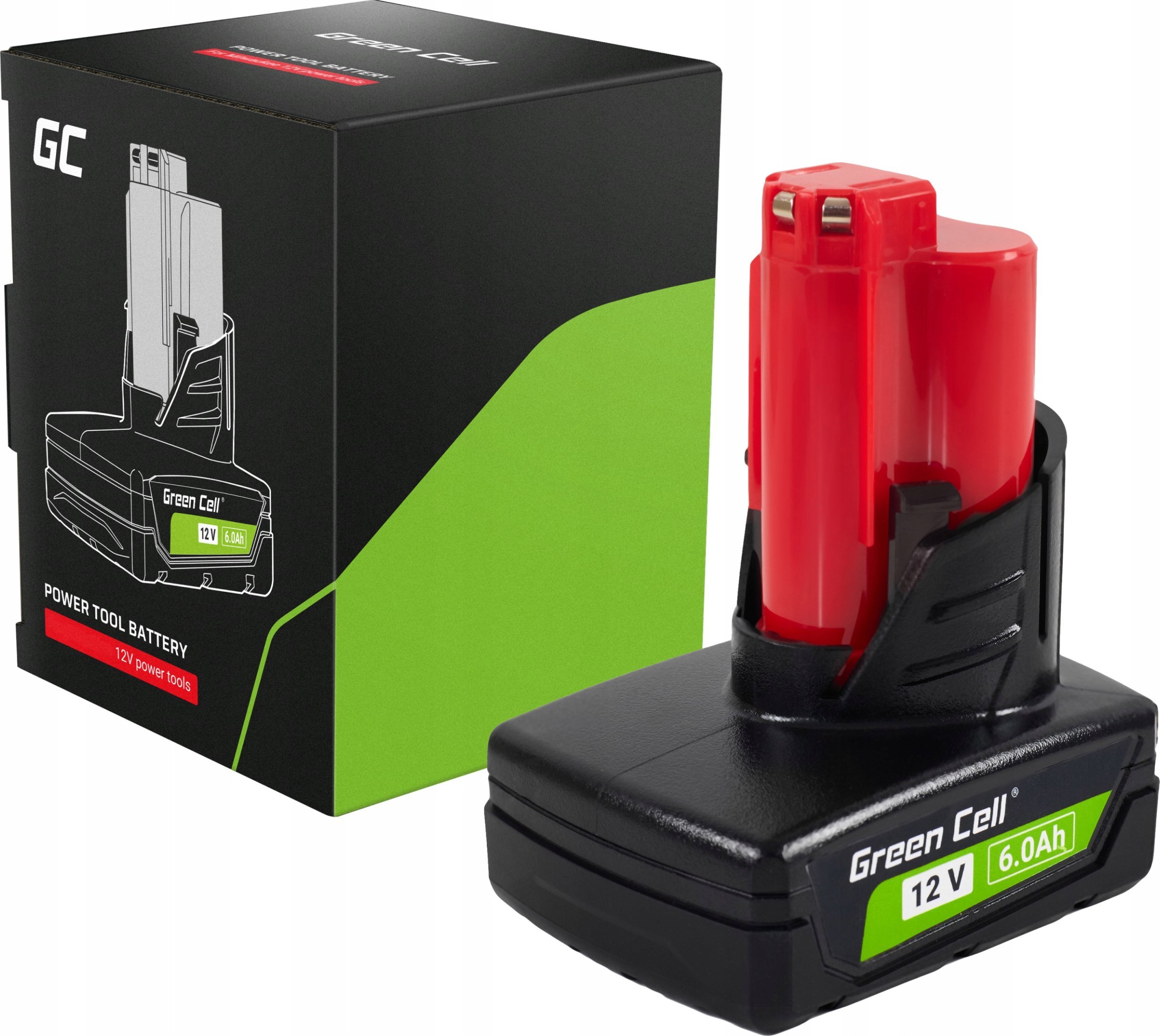 Bateri për vegla Green Cell B6 GC PTML12V6, 12V, 6Ah, e zezë