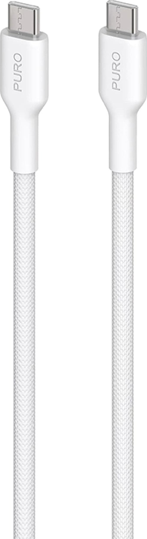 Kabllo USB C në USB C Puro Fabric Heavy Duty, 1.2m, e bardhë