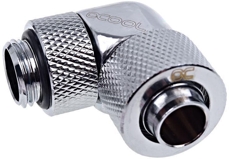 Lidhës uji Alphacool Eiszapfen 13/10mm, këndor 90°, G1/4, krom