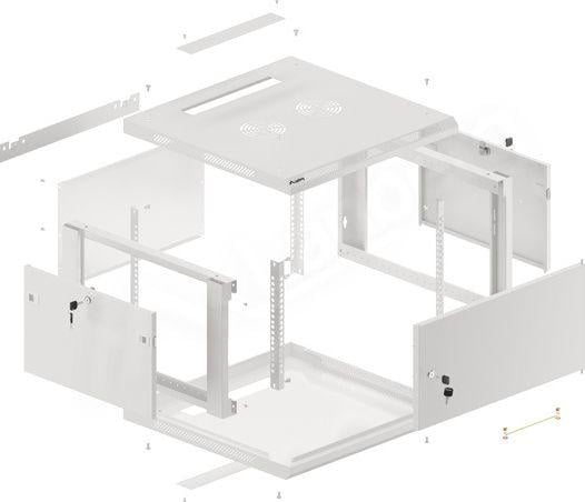 Kabinet rrjeti muror Lanberg WF01-6606-00S, 19" 6U, ngarkesë 60kg, gri