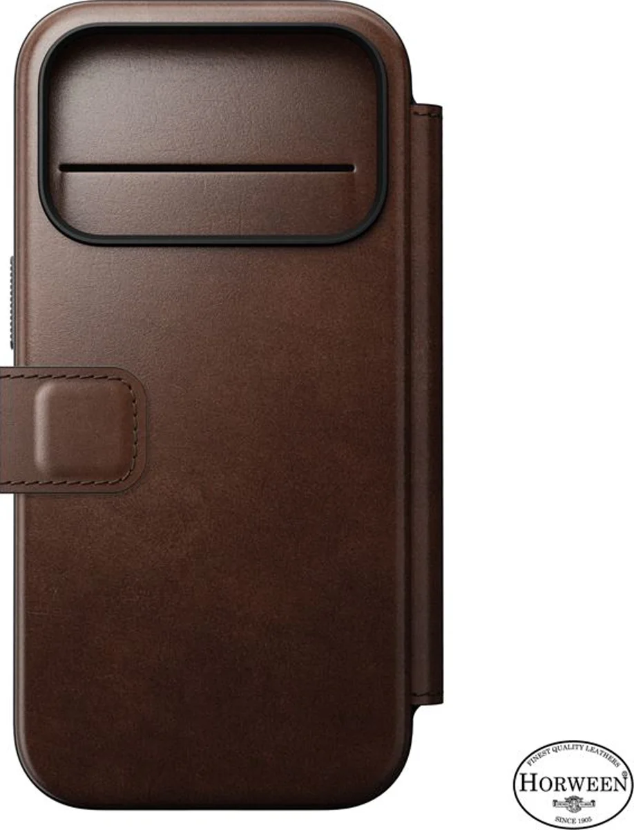 Këllëf folio Nomad Modern Leather, për iPhone 17 Pro, lëkurë Horween, kafe rustic