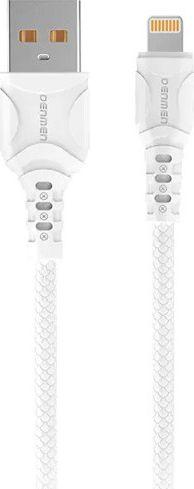 Karikues Denmen DC05 + kabllo Lightning, 2 x USB A, i bardhë