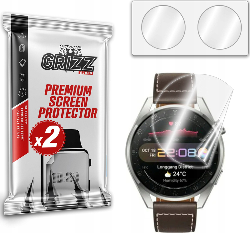 Film mbrojtës keramik GrizzGlass Grizz CeramicFilm, për Huawei Watch 3 Pro, transparent