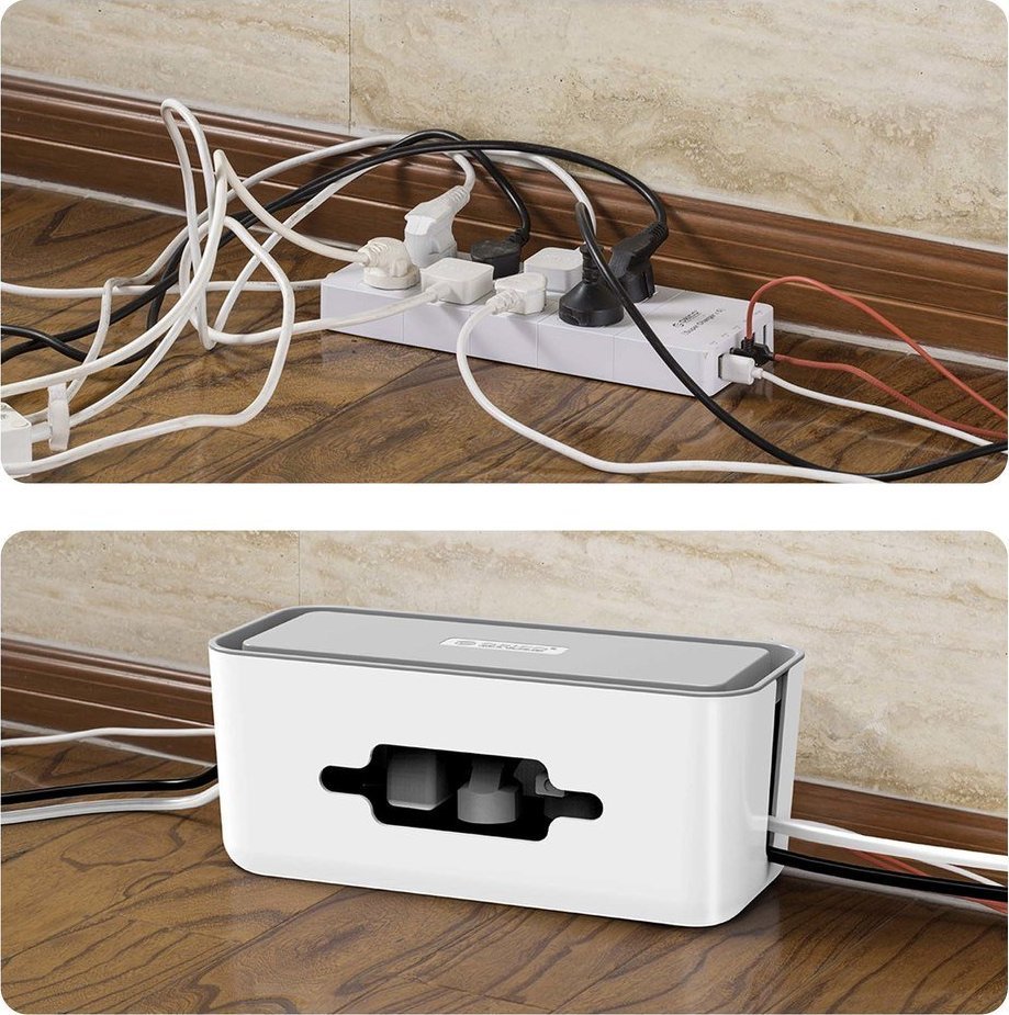 Organizues kabllosh Orico, kuti kabllosh 30 cm, plastike ABS, i bardhë