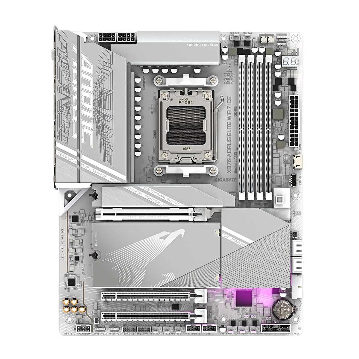 Pllakë amë Gigabyte X870 Aorus Elite WIFI7 Ice (Socket AM5) DDR5 ATX, e bardhë