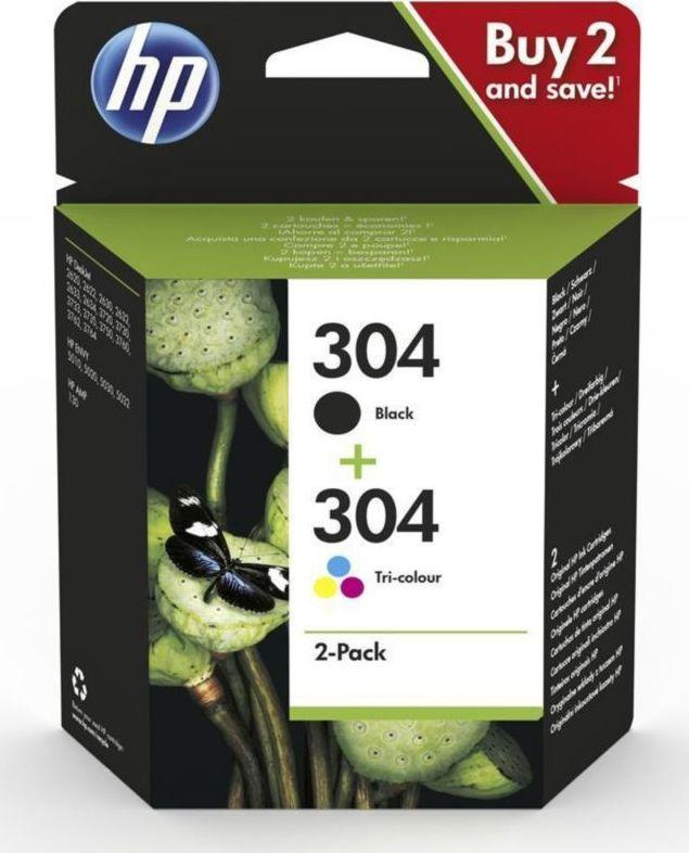Ngjyrë për printer HP 304 Combo Pack 2, e zezë, me tre ngjyra