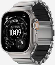 Byzylyk ore Nomad Stratos Band, titan natyral, për Apple Watch 45/46/49mm, i zi
