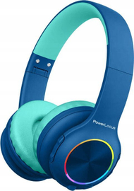 Kufje wireless për fëmijë PowerLocus PLED, Bluetooth 5.3, 30 orë bateri, blu e errët