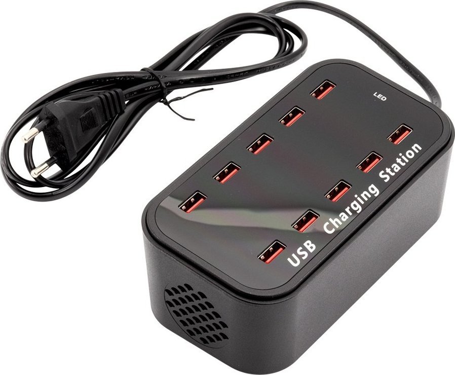 Karikues USB për menu LED Securit MC-LD-MC10, multi karikues për 10 menu, i zi