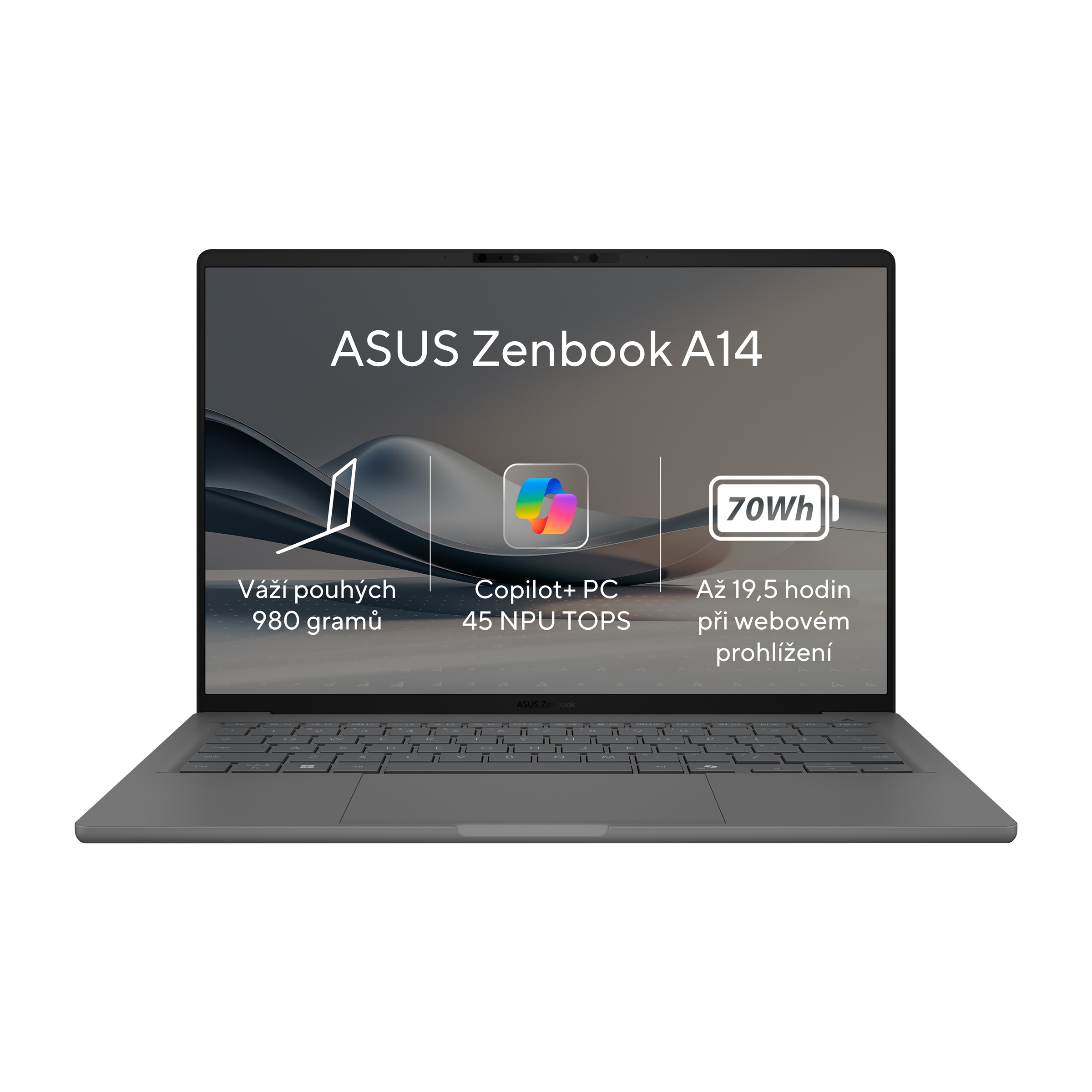 Laptop ASUS Zenbook A14, Snapdragon X Elite, 14", 16GB RAM, 512GB SSD, i hirtë