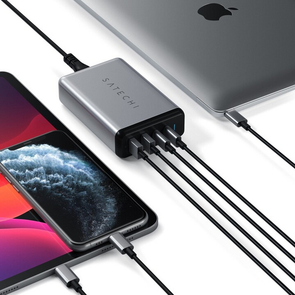 Karikues udhëtimi Satechi DUAL USB-C PD, 75W, i hirtë